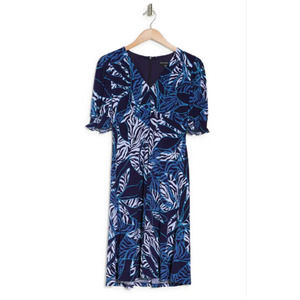 NWT! Maggy London print v-neck elbow sleeve dress size 14